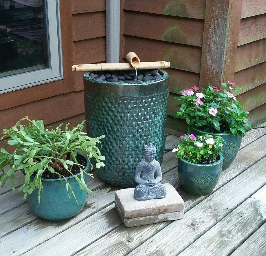 Customer bamboo fountain installation